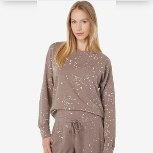 Revolve Bobi Los Angeles Bleach Splatter Terry Cropped Sweatshirt